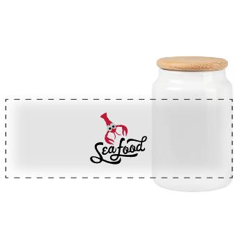 fruits de mer - Boîte à biscuits avec couvercle en bois - blanc - Devant