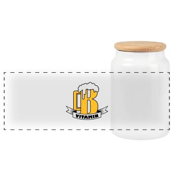 B vitamin - Panoramic Cookie Jar with Wooden Lid - white - Front