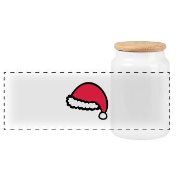 Christmas hat - Panorama Keksdose mit Holzdeckel - Weiß - Vorne