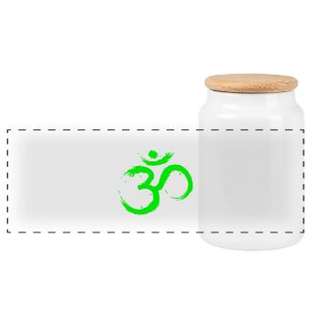 Symbole De Conception Om Méditation Libération Vert Citron - Boîte à biscuits avec couvercle en bois - blanc - Devant