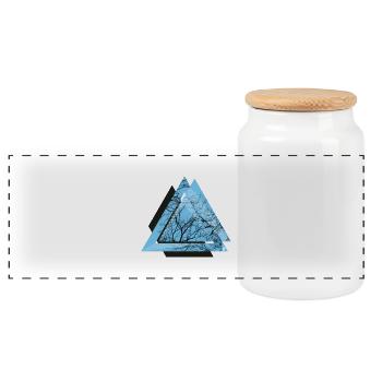 AD Triangle Black - Panoramic Cookie Jar with Wooden Lid - white - Front
