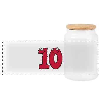 Drôle 10 dix monstres comiques - Boîte à biscuits avec couvercle en bois - blanc - Devant