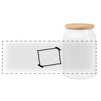 Blank piece of paper stuck note - Panoramic Cookie Jar with Wooden Lid - white - Front