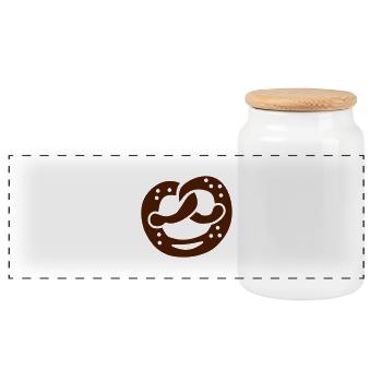 Bretzel - Boîte à biscuits avec couvercle en bois - blanc - Devant