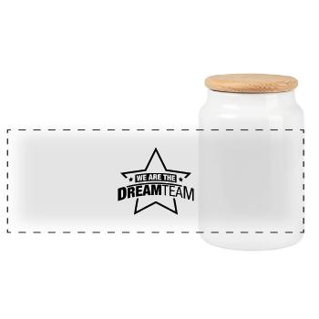 we_are_the_dream_team_zu1 - Panorama Keksdose mit Holzdeckel - Weiß - Vorne