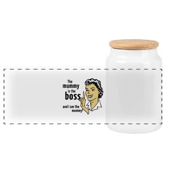 The mummy is the boss and I am the mummy! - Panorama Keksdose mit Holzdeckel - Weiß - Vorne