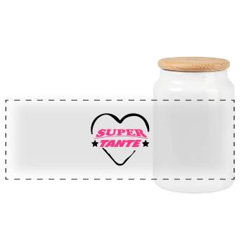 Super tante - Boîte à biscuits avec couvercle en bois - blanc - Devant