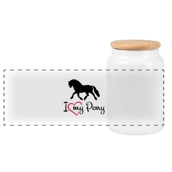 I love my pony, any colours - Panorama Keksdose mit Holzdeckel - Weiß - Vorne