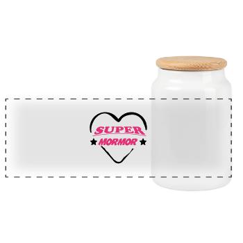 Super mormor 111 - Panoramic Cookie Jar with Wooden Lid - white - Front