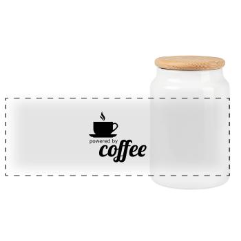 coffee - Panoramic Cookie Jar with Wooden Lid - white - Front