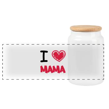 i_love_mama_2 - Panorama Keksdose mit Holzdeckel - Weiß - Vorne