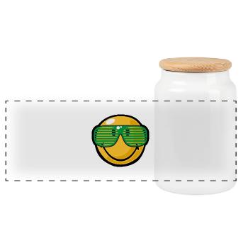 Smiley Sunglasses - Panorama Keksdose mit Holzdeckel - Weiß - Vorne