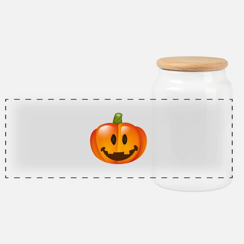Smiley Pumpkin - Biscottiera con coperchio in legno - bianco