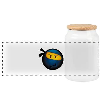 Smiley Glossy Ninja - Panoramic Cookie Jar with Wooden Lid - white - Front
