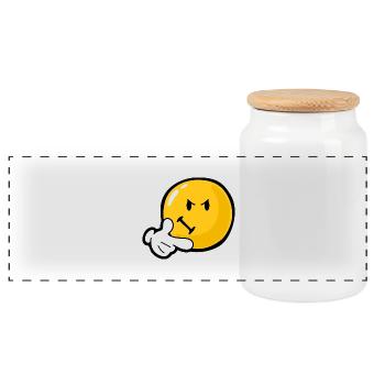 Smiley Anger Invidious - Panoramic Cookie Jar with Wooden Lid - white - Front