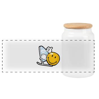 Smiley Windsurfing - Boîte à biscuits avec couvercle en bois - blanc - Devant