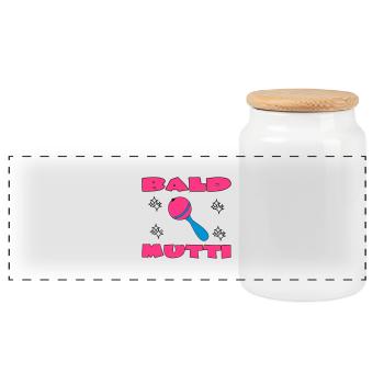 Bald mutti - Panoramic Cookie Jar with Wooden Lid - white - Front