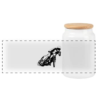 Speedway Racer - Panoramic Cookie Jar with Wooden Lid - white - Front