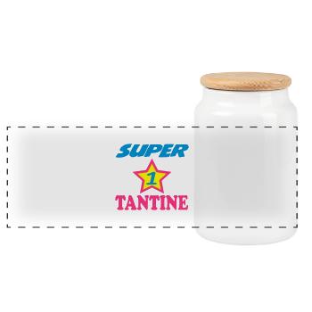 Super tantine - Boîte à biscuits avec couvercle en bois - blanc - Devant