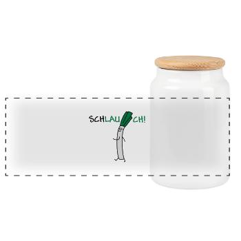Schlauer Lauch - Panorama Keksdose mit Holzdeckel - Weiß - Vorne