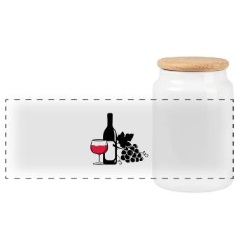 wine bottle grapes - Panorama Keksdose mit Holzdeckel - Weiß - Vorne