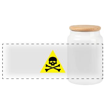 panneau danger tete de mort crane os - Boîte à biscuits avec couvercle en bois - blanc - Devant
