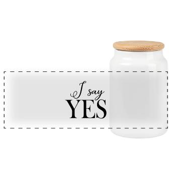 i_say_yes - Panoramic Cookie Jar with Wooden Lid - white - Front