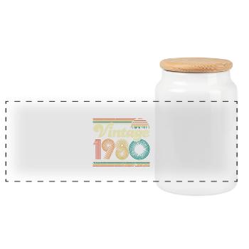 Vintage 1980 40. Geburtstag Vierzig Jahre Geschenk - Panorama Keksdose mit Holzdeckel - Weiß - Vorne