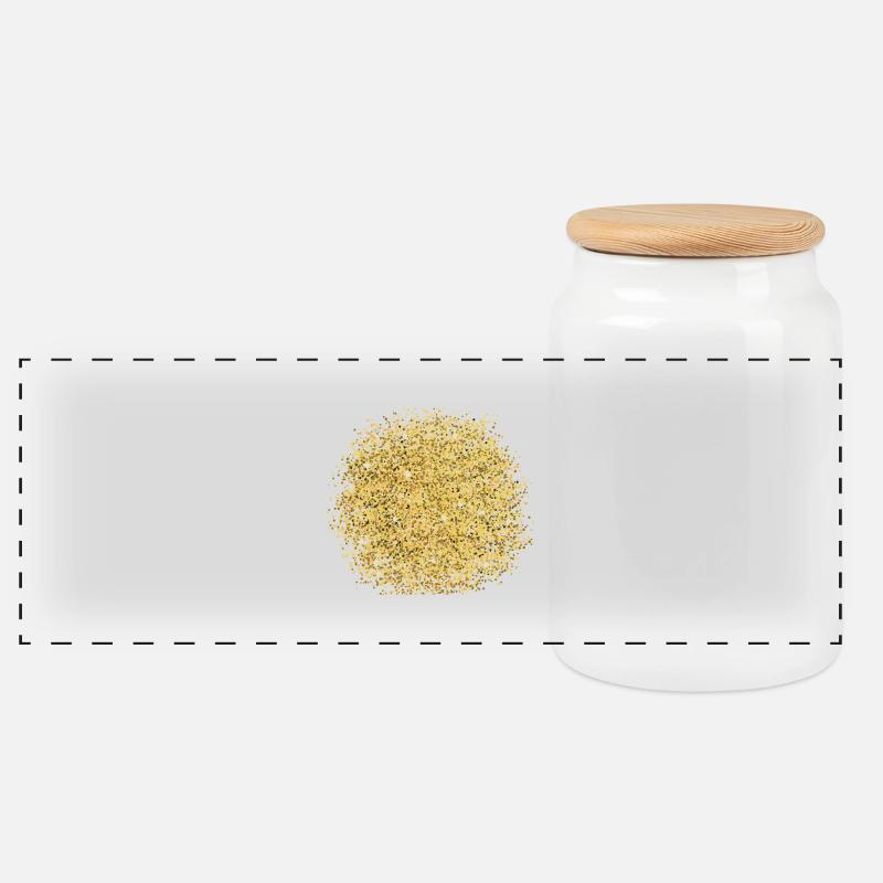Gold Glitzer - Panorama Keksdose mit Holzdeckel - Weiß
