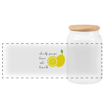 Saying Limocello black - Panoramic Cookie Jar with Wooden Lid - white - Front