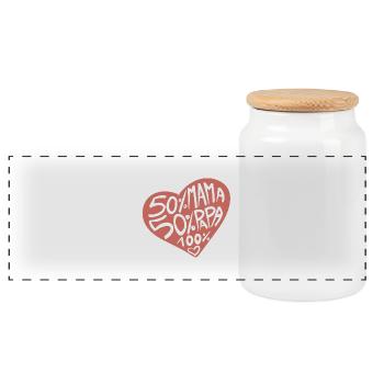 100% Liebe / Baby / Mädchen / Geburt / Mama / Papa - Panorama Keksdose mit Holzdeckel - Weiß - Vorne