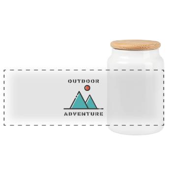 Outdoor Adventure - Panorama Keksdose mit Holzdeckel - Weiß - Vorne
