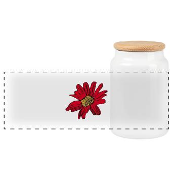 Blume rot rote Blume Blumen rot rote Blumen - Panorama Keksdose mit Holzdeckel - Weiß - Vorne