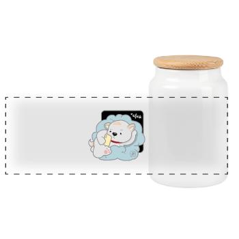 Hund koreanisch - japanischer Stil 03 - Panorama Keksdose mit Holzdeckel - Weiß - Vorne
