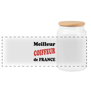 Meilleur COIFFEUR de france - Boîte à biscuits avec couvercle en bois - blanc - Devant