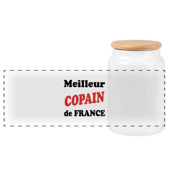 Meilleur COPAIN de france - Boîte à biscuits avec couvercle en bois - blanc - Devant