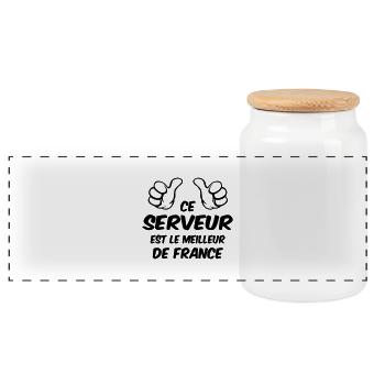 MEILLEUR SERVEUR - Boîte à biscuits avec couvercle en bois - blanc - Devant