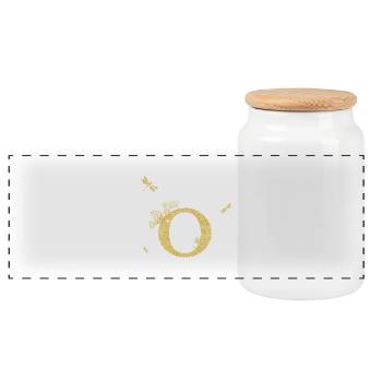 Buchstabe o Goldene Glitzerlibelle - Geschenkidee - Panorama Keksdose mit Holzdeckel - Weiß - Vorne