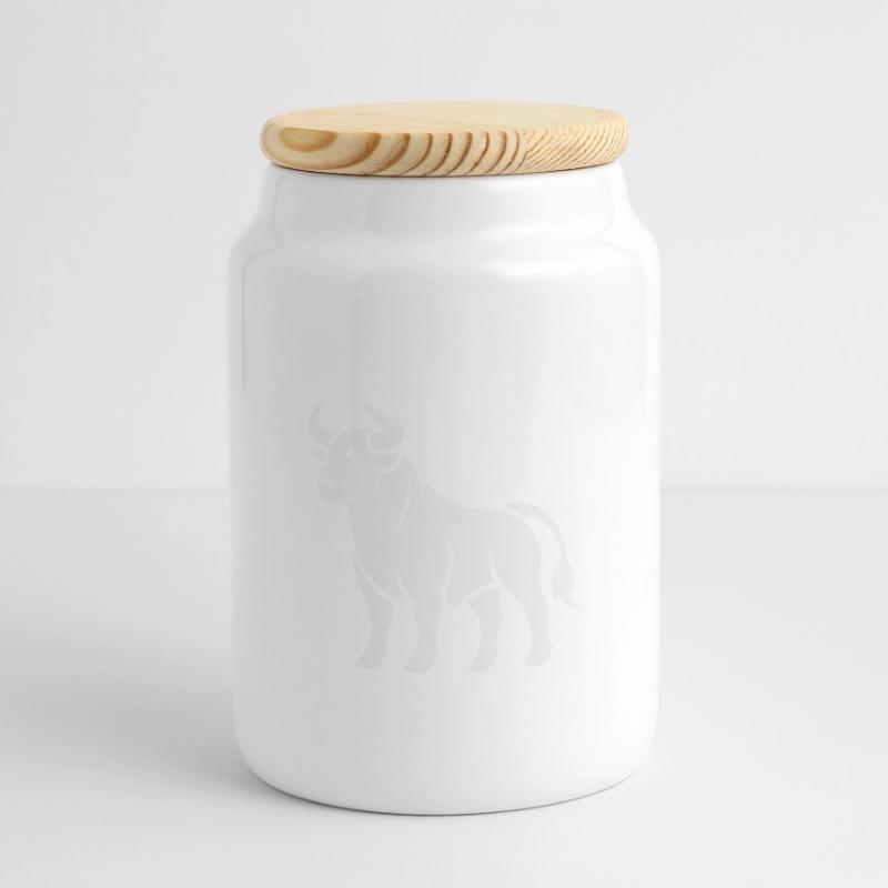 bull Panoramic Cookie Jar with Wooden Lid
