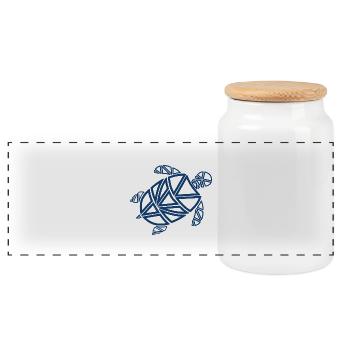 Turtle - Panoramic Cookie Jar with Wooden Lid - white - Front