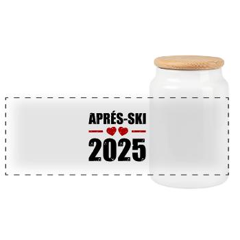 Après Ski 2025 Heart - Panoramic Cookie Jar with Wooden Lid - white - Front