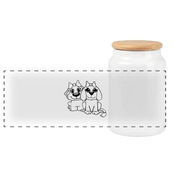 2 Équipe de chiens Deux amis Petites amies Couple Équipage - Boîte à biscuits avec couvercle en bois - blanc - Devant