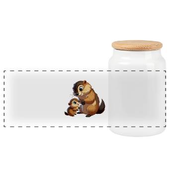 Alpine Marmot Murmeltier - Panoramic Cookie Jar with Wooden Lid - white - Front