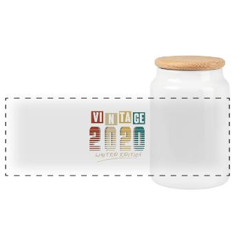2020 Vintage 2020 né en 2020 anniversaire. Année 2 - Boîte à biscuits avec couvercle en bois - blanc - Devant