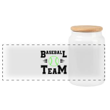 Baseball Team - Panoramic Cookie Jar with Wooden Lid - white - Front