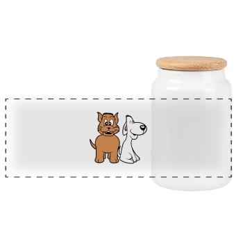 Chien Chat Deux Amis Équipe Chaton 2 Duo Équipage - Boîte à biscuits avec couvercle en bois - blanc - Devant