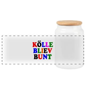 kölle bliev bunt - Panorama Keksdose mit Holzdeckel - Weiß - Vorne