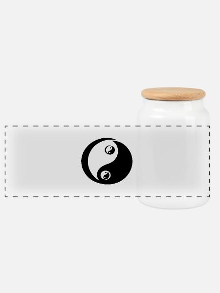 Yin Yang - Panorama Keksdose mit Holzdeckel - Weiß