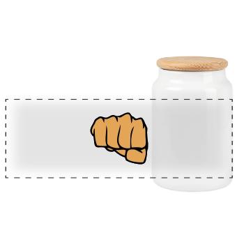 poing - Boîte à biscuits avec couvercle en bois - blanc - Devant