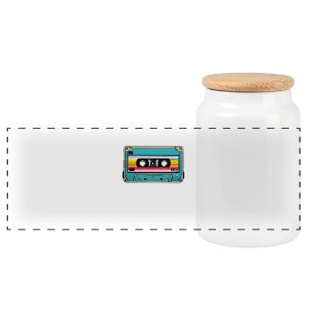 Analog Vibes, Digital Lies - Panoramic Cookie Jar with Wooden Lid - white - Front